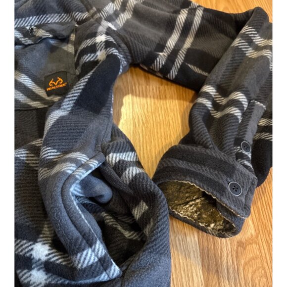 Boston Traders Realtree Shirt Jacket Men L/G Plaid Sherpa Lined Fleece Pockets - Picture 6 of 10
